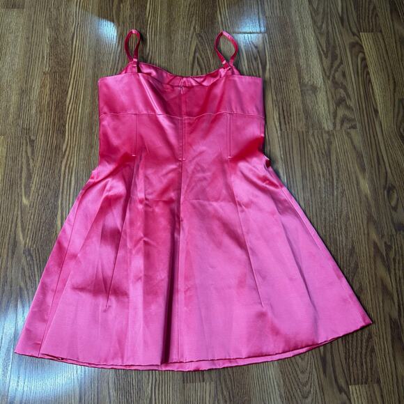 PATOU Pink Cotton Blend Satin Mini Dress FR 44 Cutout Waist Cocktail Party Dress - Picture 13 of 16